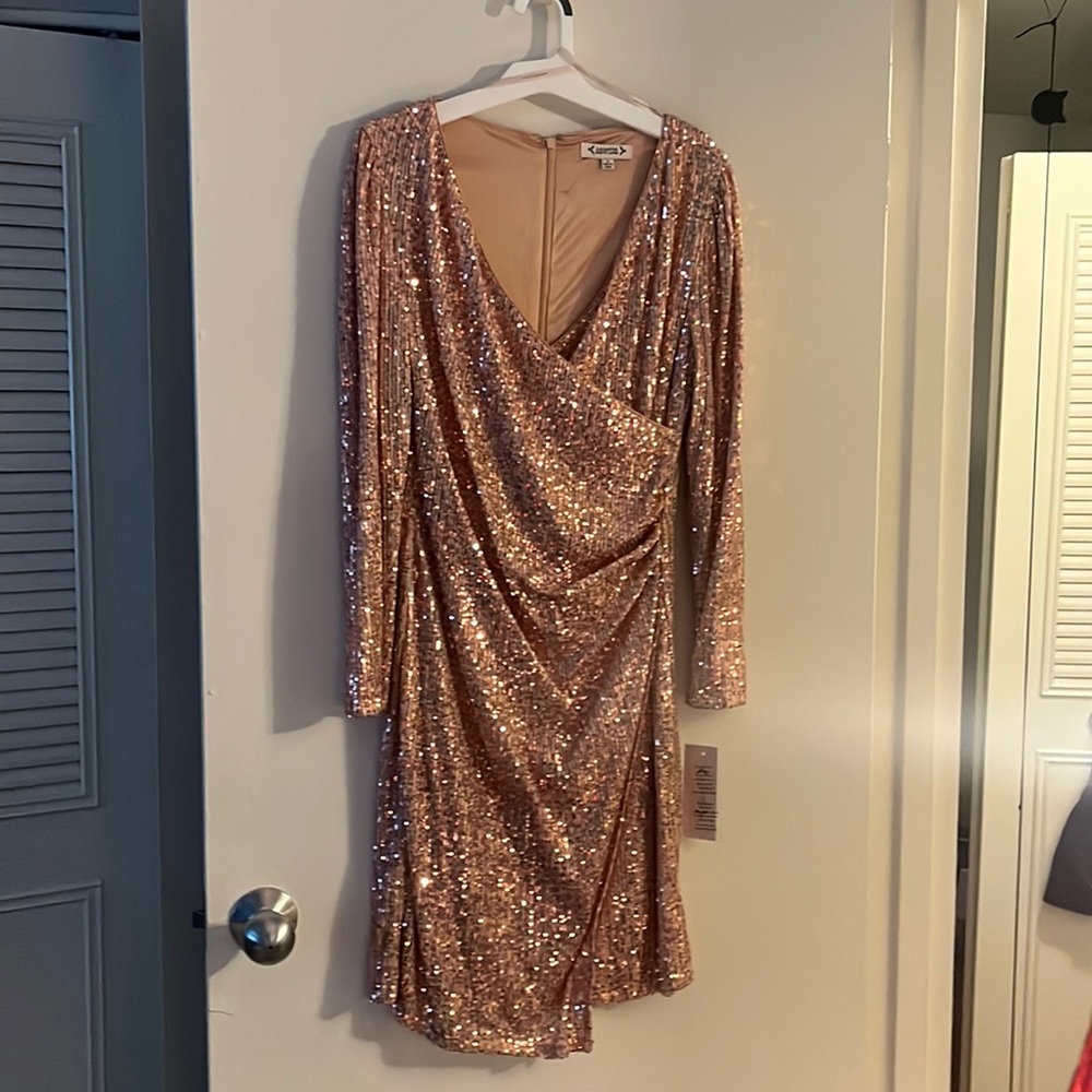 Beautiful rose gold shimmery dress by Nanette Lenore